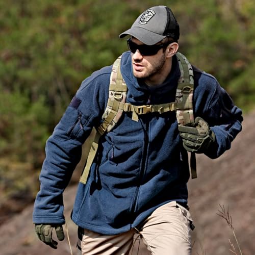 Men's Tactical Fleece Jacket with Multi-Pockets and Hood